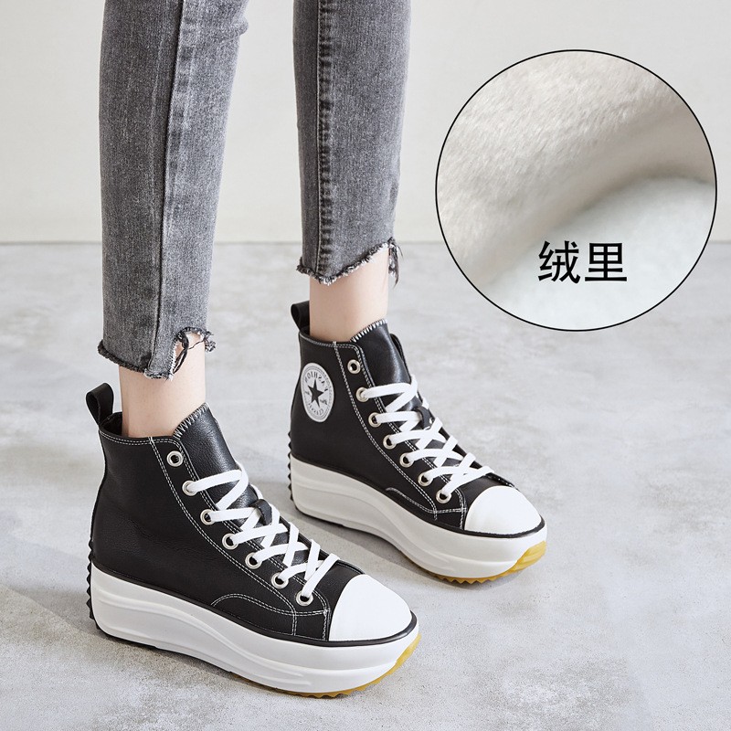 Women's PU leather platform platform shoes, popular casual shoes, 2020 new autumn collection