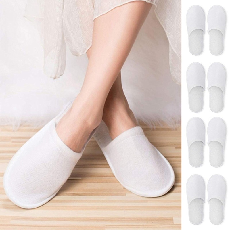 12 Pair Closed Toe Disposable Slippers Women Men Ultra Thin Brushed Plush Non-slip Disposable Slippers For Home Hotel Guest Use