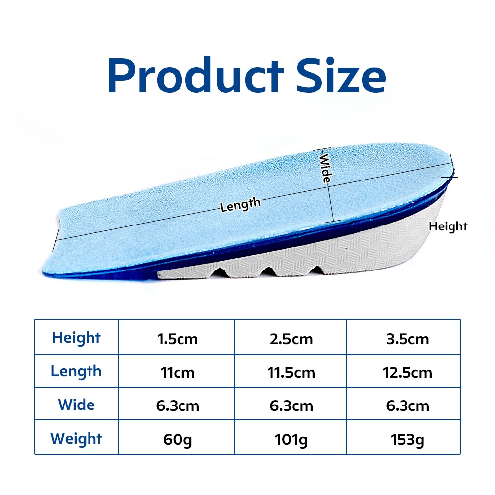 NOIPACE Invisible Height Increase Insoles Silicone Gel Heel Cushion 1-3cm Elevators Insert Soles Women Men Half Increasing Shoe Pads