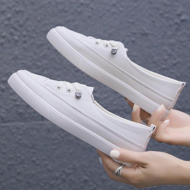 2021 Low Platform Sneakers Women Shoes Female PU Leather Walking Sneakers Loafers White Flat Slip On Vulcanize Casual Shoes