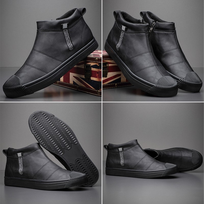 Brand New High Top Zipper Fashion Men Chelsea Boots Round Toe Sewing Ankle Boots Breathable Designer Male Loafers BD174