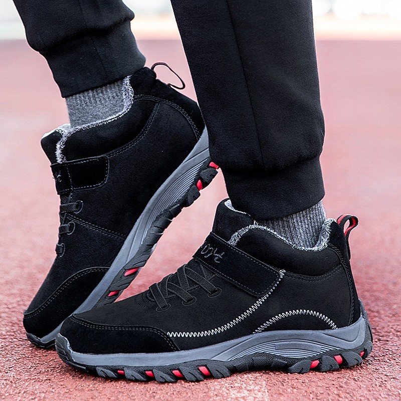 Waterproof Winter Men Boots Faux Suede Warm Snow Couples Boots Men Work Casual Shoes High Top Non-slip Ankle Boots Winter Boots