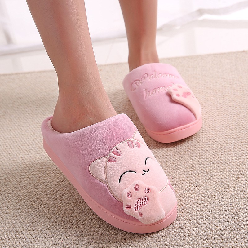 Women Winter Home Slippers Cartoon Cat Shoes Soft Plush Warm Indoor Slippers Bedroom Lovers Couples Dropshipping