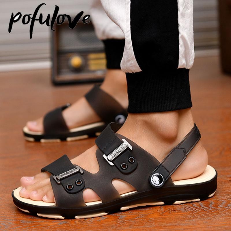 Pofulove Sandals For Men Designer Shoes Summer Beach Sandals Slippers Fashion Non-slip Durable Casual Shoes Gladiator Zapatos Eva