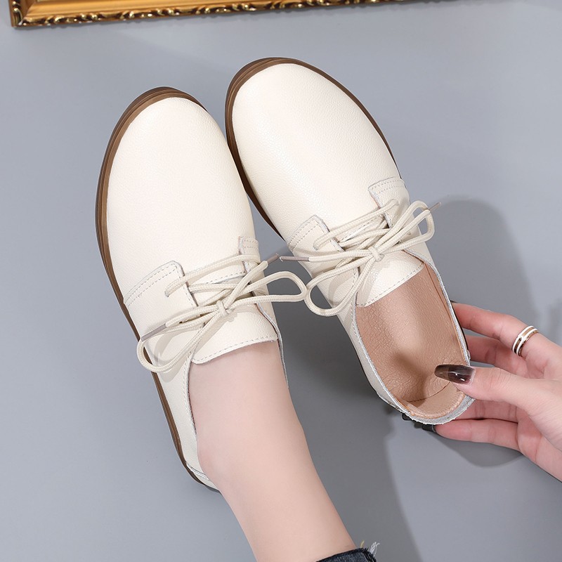 Women Genuine Leather Loafers Women Casual Shoes Comfortable Flat Shoes Casual Ladies Slip On Vulcanized Shoes Office Shoes 41