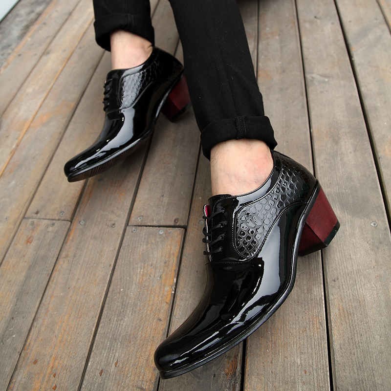 Men Wedding Sneakers Increase Leather Shoes Men Oxford Platform Shoes Pointed Toe Work Shoes High Heel Dress Sabatos G16