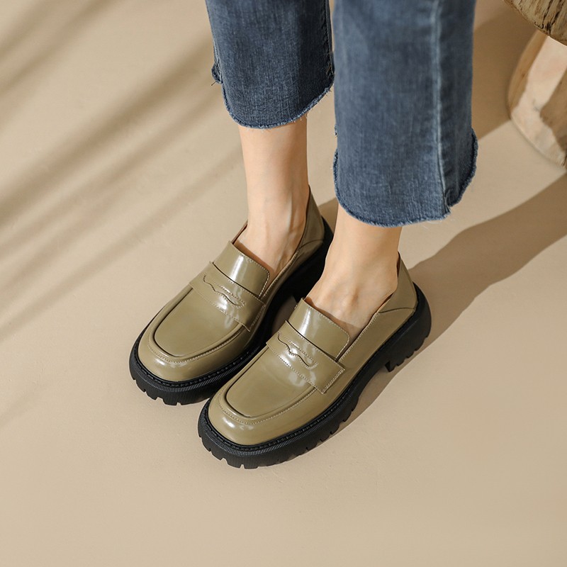 New Spring 2022 Women Casual Shoes Slip On Loafers High Quality Leather Shoes Woman Comfortable Platform Shoes Round Toe Flats