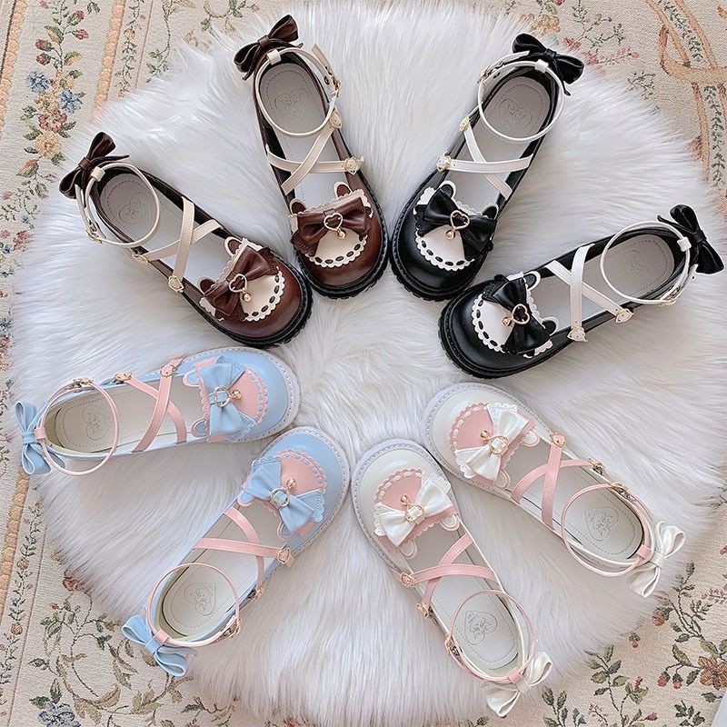 2021 New Kawaii Lolita Girl Bow Cute Japanese Style JK Uniform Mary Jane Women Shoes Cartoon Cosplay Princess Round Head Footwea