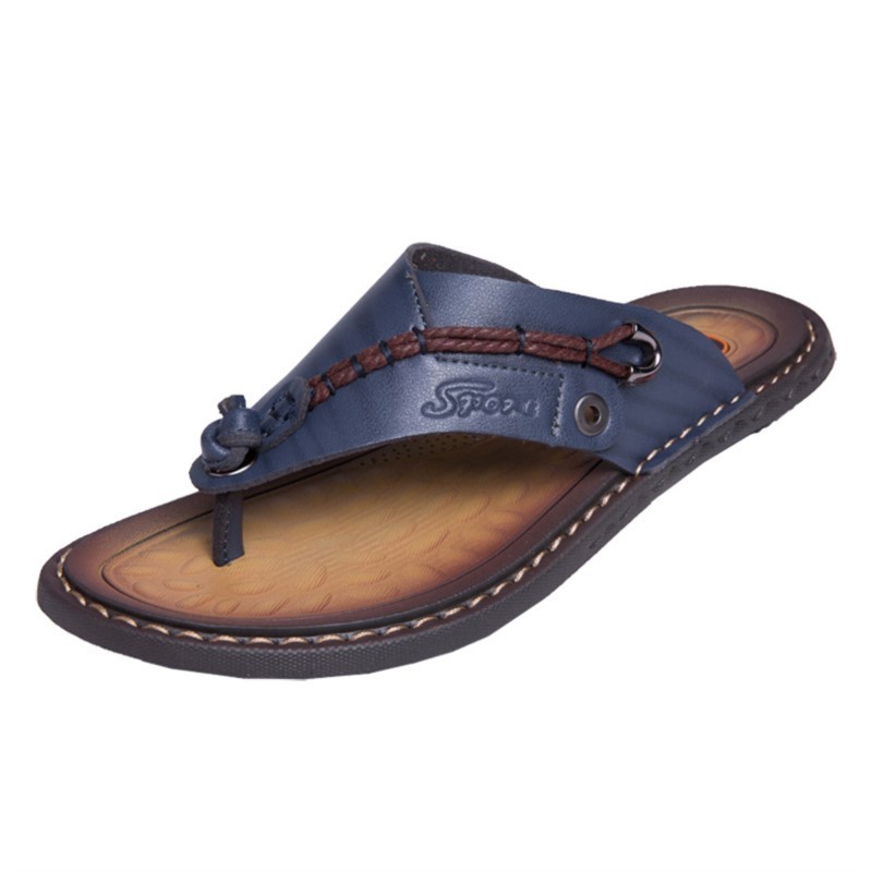 Handmade Leather Slippers Summer Fashion Men Flip Flops Outdoor Slippers Breathable Comfortable Men Flip Flops Plus Size