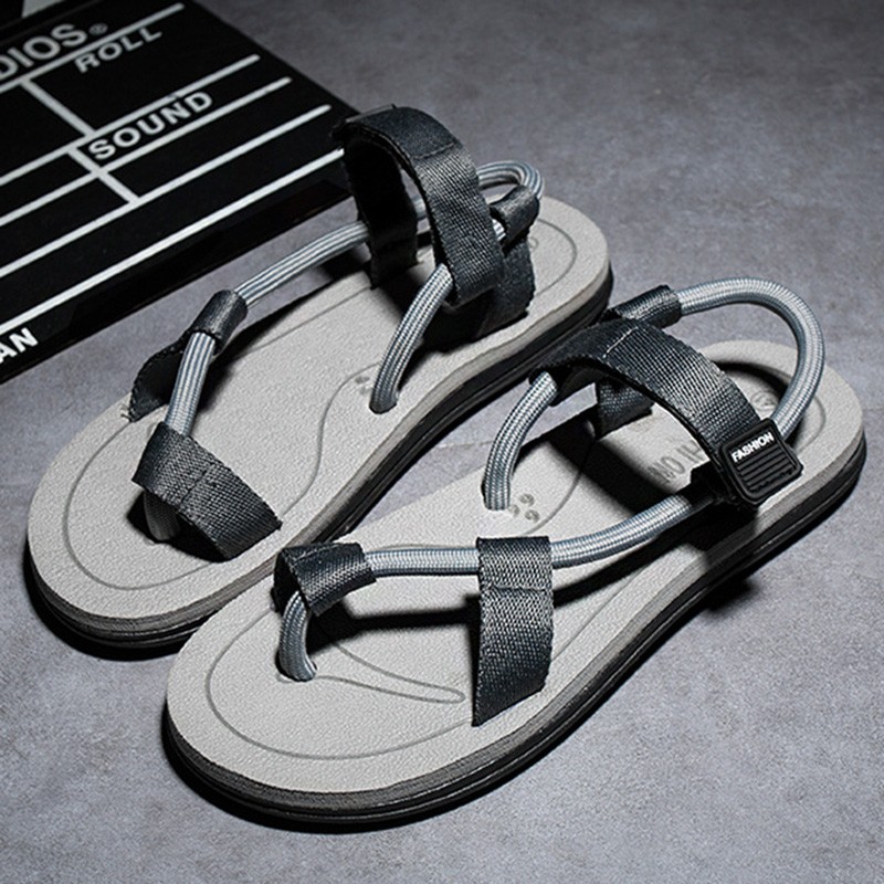 Men Sandals Summer Beach Outdoor Slippers Personality Indoor Couple Casual Shoes Black Velcro Non-slip Men Flip Flop Pantuflas