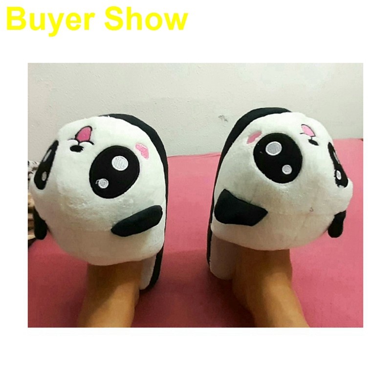SIMLOVEYO Winter Indoor Panda Slippers Flat Furry Home Cartoon Women Slippers Unisex Couple Animal Warm Non-slip Shoes T389b