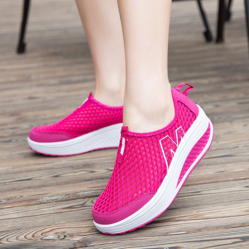 Women's Height Cushioning Shoes Casual Platform Breathable Soft Cushioning Sneakers Light Mesh Platform Vulcanized Shoes