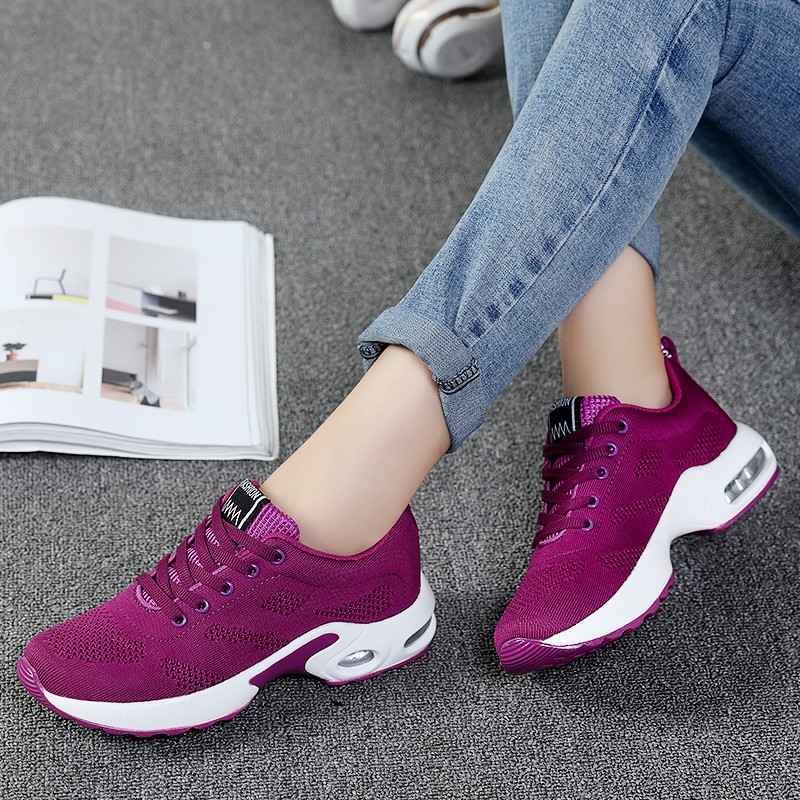 Fashion Women Lightweight Sneakers Outdoor Sports Breathable Mesh Comfort Running Shoes Air Cushion Lace Up