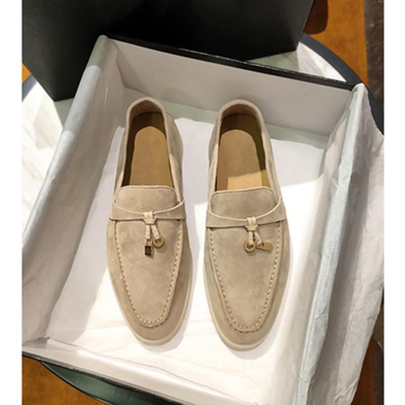 2021 spring autumn new suede solid color round toe with hardware classic pendants women high quality elegant flat shoes
