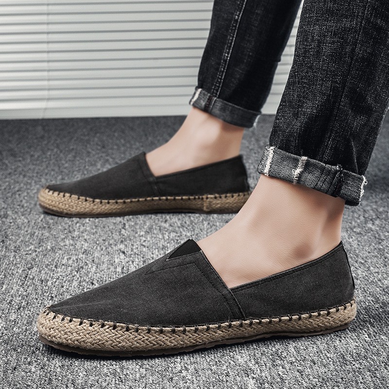 High Quality Men's Espadrilles Flat Canvas Shoes Hemp Loafers for Driving, 2020