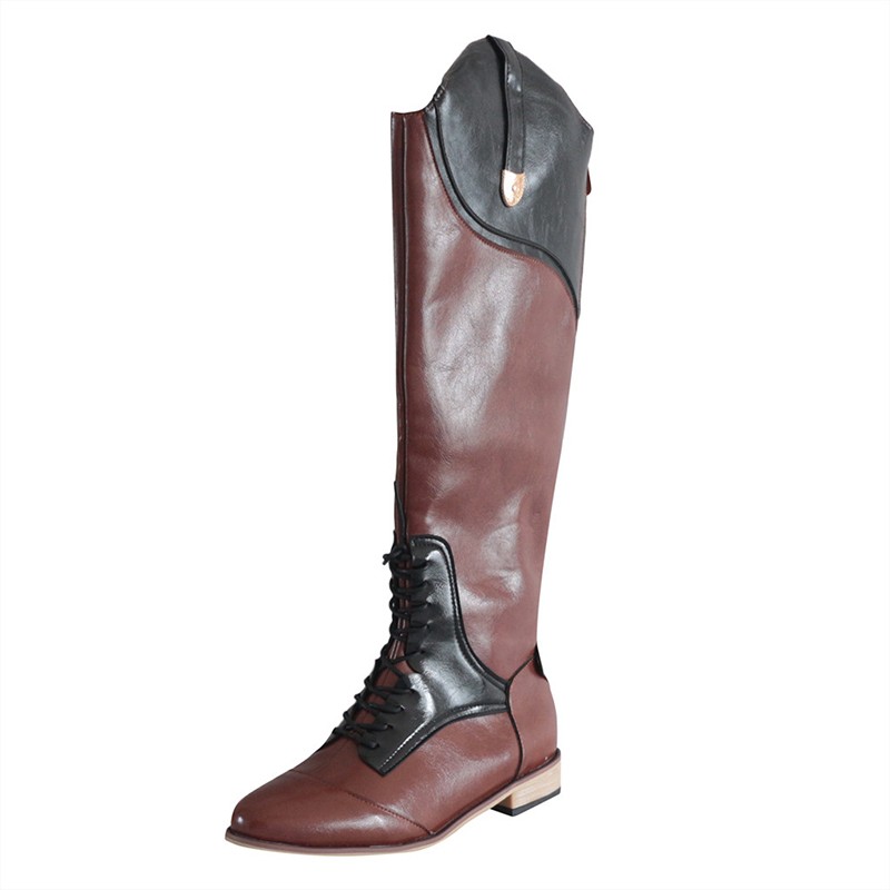 REAVE CAT Winter Over the Knee Western Boots Horse Riding Boots Ladies Long Tube British Leather Retro Pointed Toe Low Heels 12 A4369