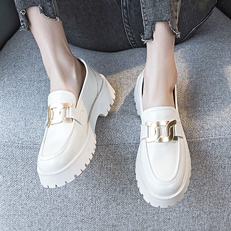 Classic Women Loafers Shoes Genuine Leather Spring 2022 Office Lady Daily Thick Soled Sneakers Trend Casual Girl Shoes Students