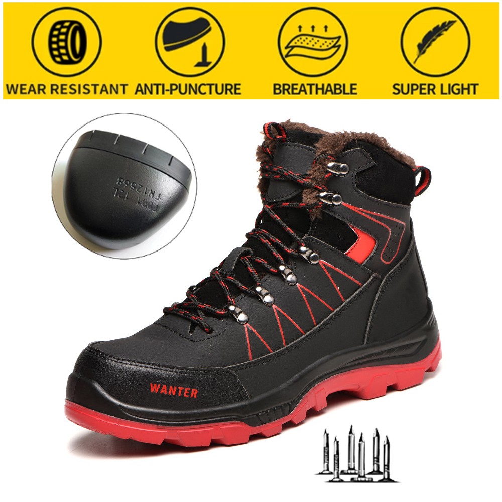 High quality work safety shoes men anti-smashing anti-puncture work safety shoes winter plus velvet warm protective shoes