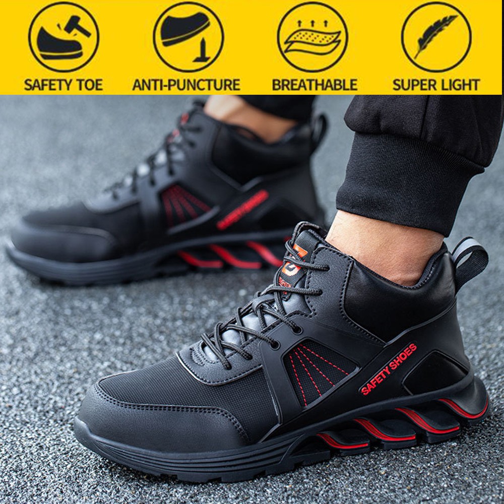 Steel Toed Anti-smashing Anti-stab and Penetration Safety Shoes Breathable Deodorant Non-slip Welding Work Shoes for Men