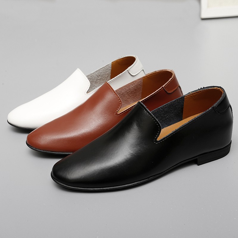 Loafers Men Elevator Shoes Men's Casual Shoes Male Business Cow Leather Shoes Height Increasing Shoes Slippers 5cm Tall Formal