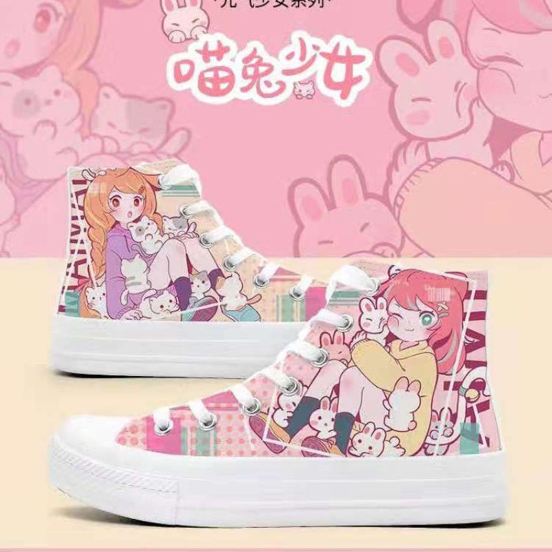 Japanese Cartoon Anime Printing Cool Girl Vulcanized Shoes Spring Autumn High Quality Canvas Shoes Student Gift Jk Casual Shoes