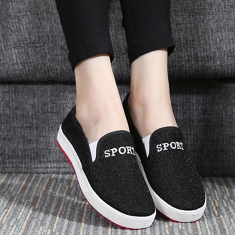 JERSEY-Women's Canvas Flats Canvas Shoes Comfortable Round Toe No Lace-up Plus Size 35-40 Casual Date F950 Spring Autumn