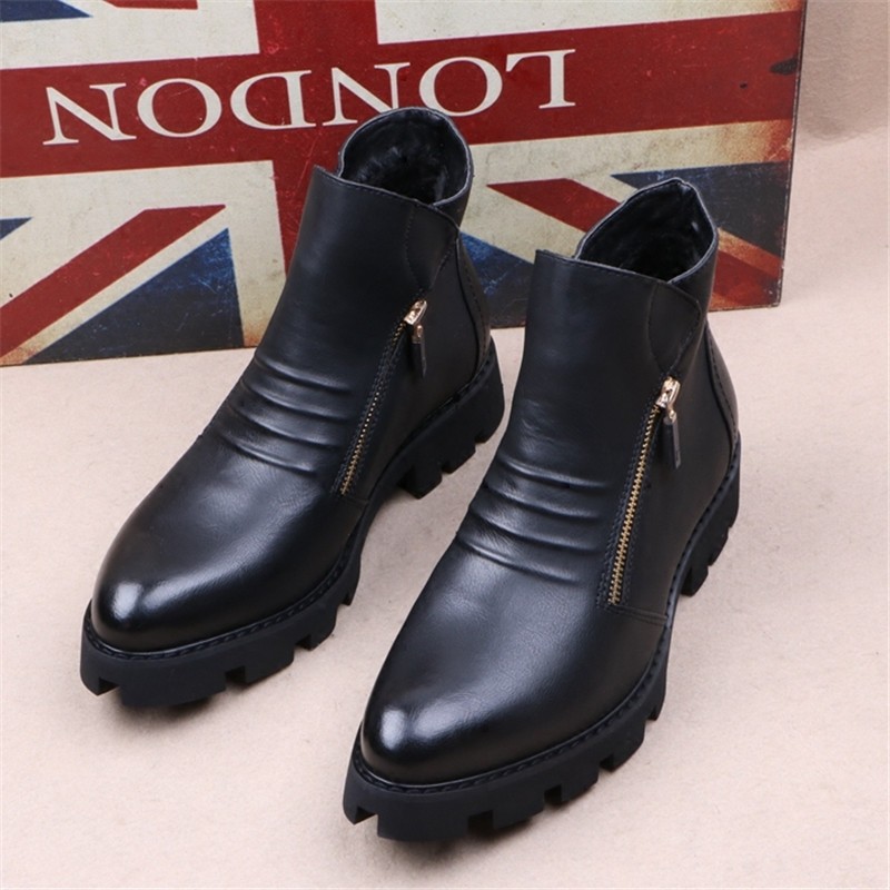 Brand Men Botas Hombre Ankle Boots Fashion Men Leather Chelsea Boots Men Moccasins Motorcycle Mens Warm Boots Men Work Shoes