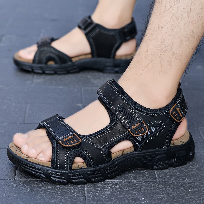 Classic Brand Men Sandals Summer Genuine Leather Sandals Men Outdoor Casual Sandal Lightweight Fashion Men Sneakers Size 38-46