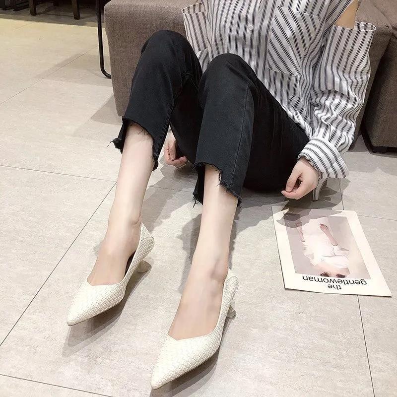 Women Pumps Fashion Office Lady Med Heels Shoes Woman Thin Heel Female Work Shoes Spring Autumn Pointed Single Shoes