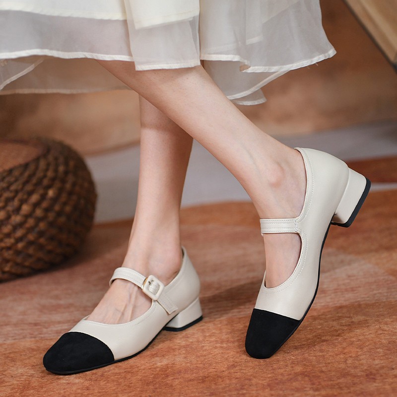 FEDONAS Spring Summer Women Pumps Concise Fashion Sweet Low Heel Buckle Mary Janes Shoes Woman 2022 Casual Office Ladies Dress