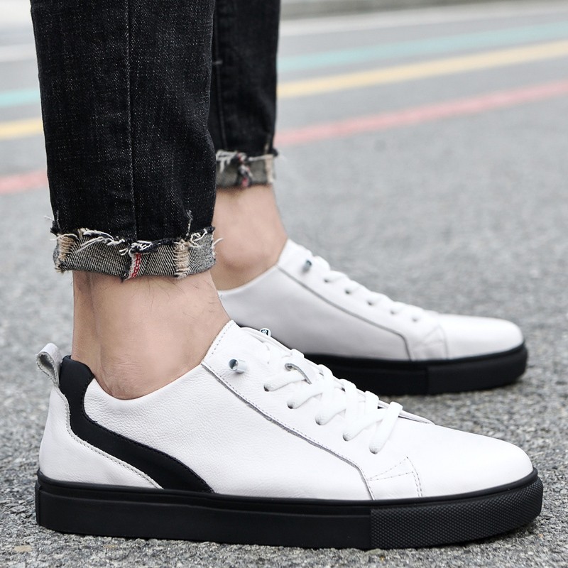 Leather shoes casual sneakers men's shoes comfortable quality leather shoes men's Korean version white shoes