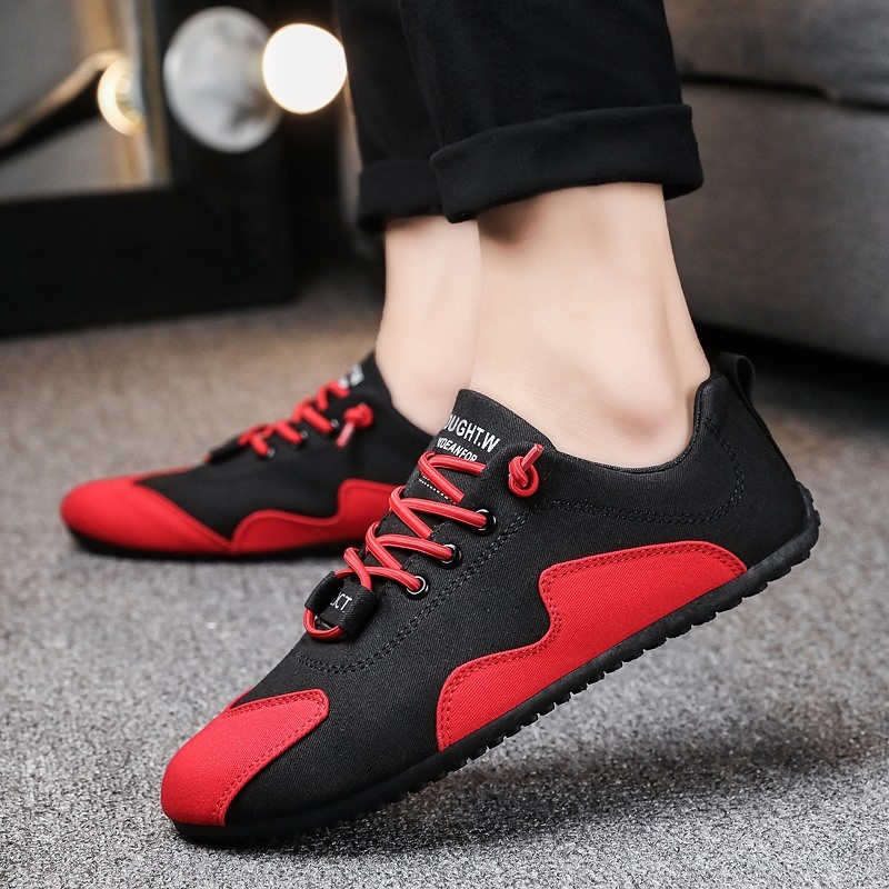 Breathable canvas shoes men's shoes comfortable lace-up loafers shoes classic trendy mixed colors flat shoes light casual shoes