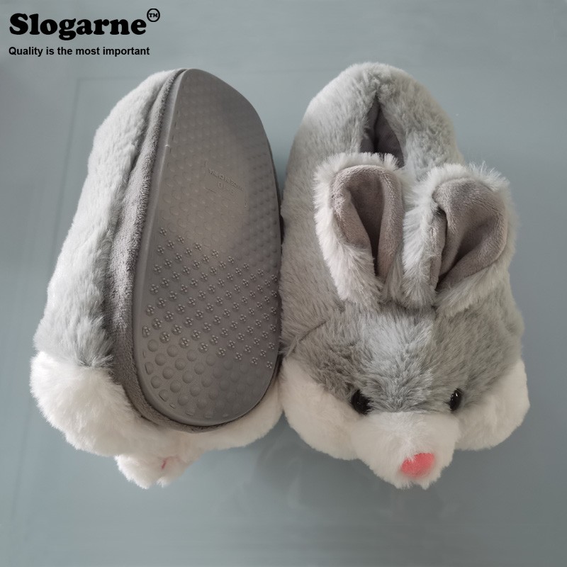 Winter Slippers For Couples Unisex Women Men Home Slippers Cute Animal Rabbit Indoor Shoes Lover Non-slip Warm Cotton Soft Plush