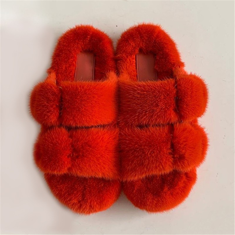 100% Genuine Mink Fur European Luxury Slippers Winter Indoor Slippers Women Slippers Women Slippers