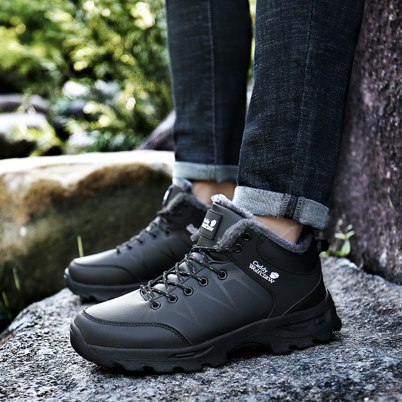 Winter Men Boots Keep Warm Plush Shoes Men Breathable Safety Shoes Outdoor Men Waterproof Shoes Light Sneakers