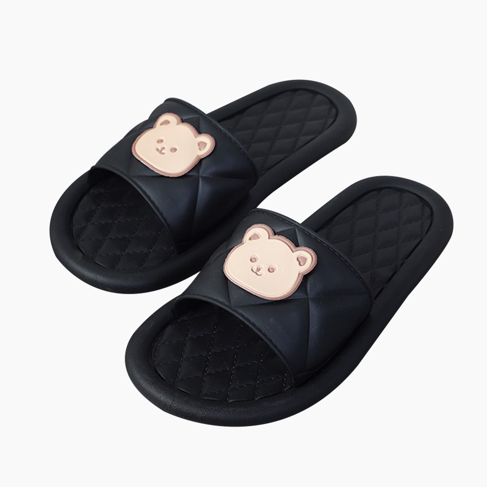 Summer Women Men Slippers Indoor Bathroom Thickened Platform Non-slip Home Couple Cloud Sandals Cartoon Flip Flops Bear Beach Shoes