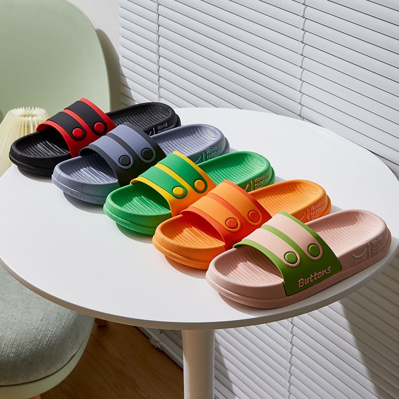 Women Home Platform Slippers Female Fashion Beach Slides Summer Candy Colored Button Strap Non-slip Sandals Chaussure Femme
