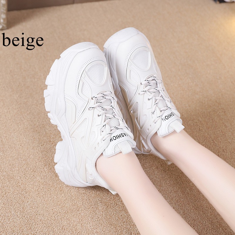 JMPRS Breathable Mesh Sneakers Women 2022 Summer New Fashion Thick Bottom Lace Up Sneakers Woman Solid Platform Casual Shoes