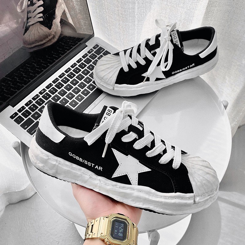 Fashion Men Canvas Casual Sneakers Korea INS Retro Dissolving Sneakers Big Head Male Ulzzang Comfortable Thick Soled Shoes