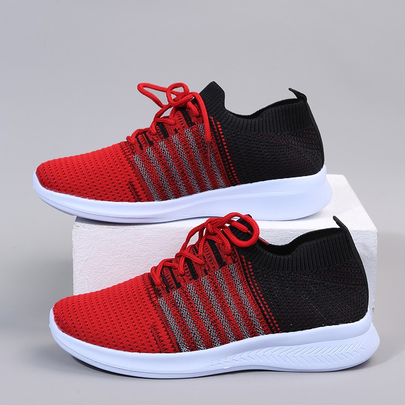 Rimocy Breathable Women Running Shoes Spring 2022 Mix Color Knitted Platform Sneakers Women Soft Sole Mesh Casual Shoes Flats