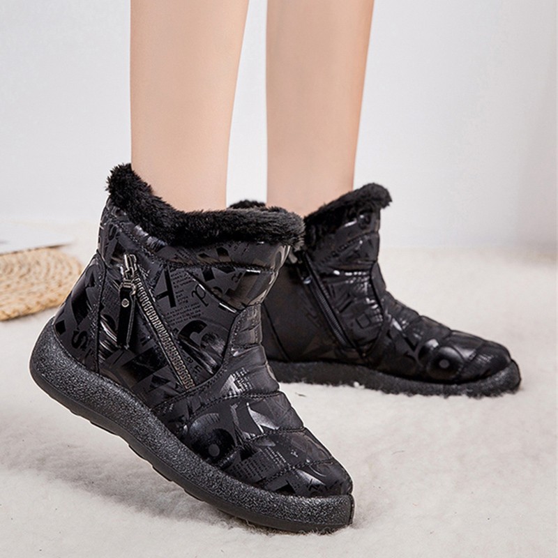 Rimocy Fashion Women Snow Boots Waterproof Flat Platform Warm Ankle Boots Woman Letter Winter Shoes 2021 New Plus Size 35-43