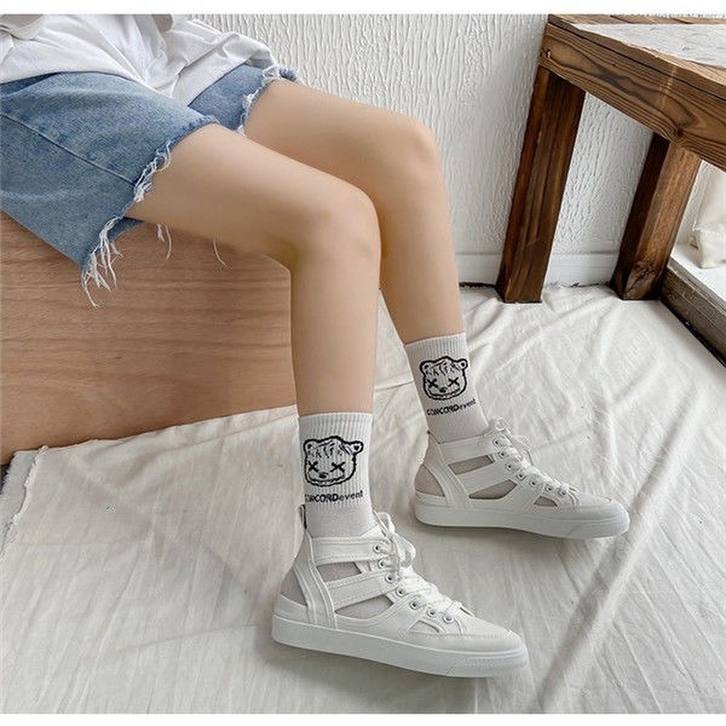 Fashion Hollow Women Canvas Sneakers Summer Breathable Lace Up Espadrilles Femme Casual Students INS White Zapatillas Mujer