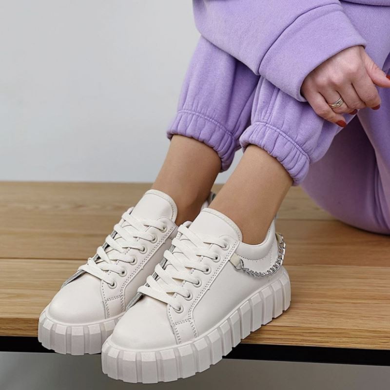 LuasTuas Size 36-43 Women Sneakers Metal Chain Chunky Ins Spring Shoes For Woman Fashion Cool Lace Up Daily Female Shoes