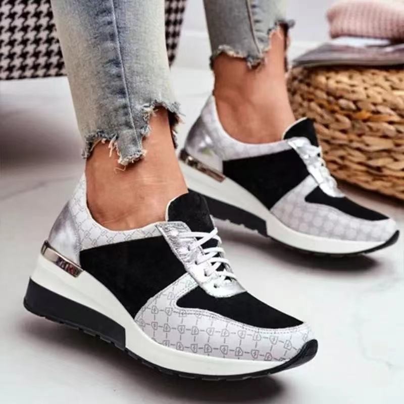 2022 ladies sneakers spring and autumn slope heel platform shoes casual shoes outdoor non-slip walking shoes women's shoes