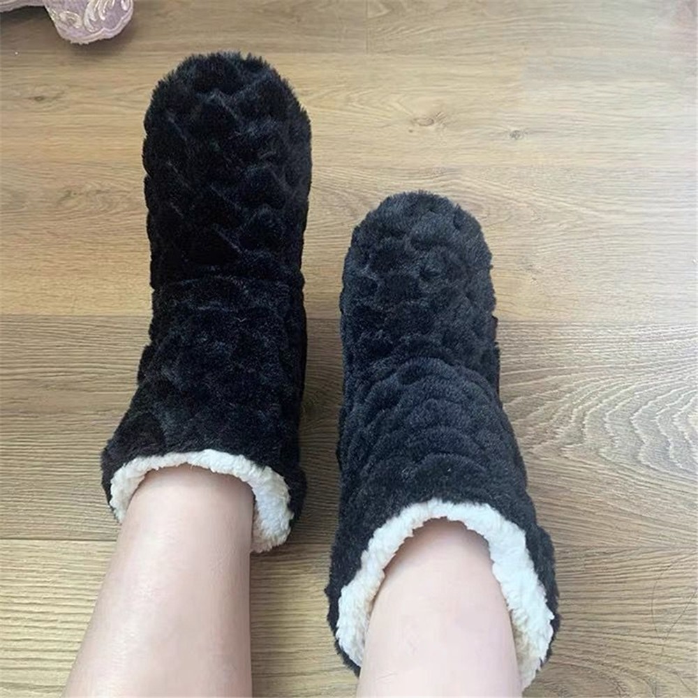 women cotton slippers winter warm feel ce indoor floor shoes socks love style slip-on soft non-slip female plush shoes