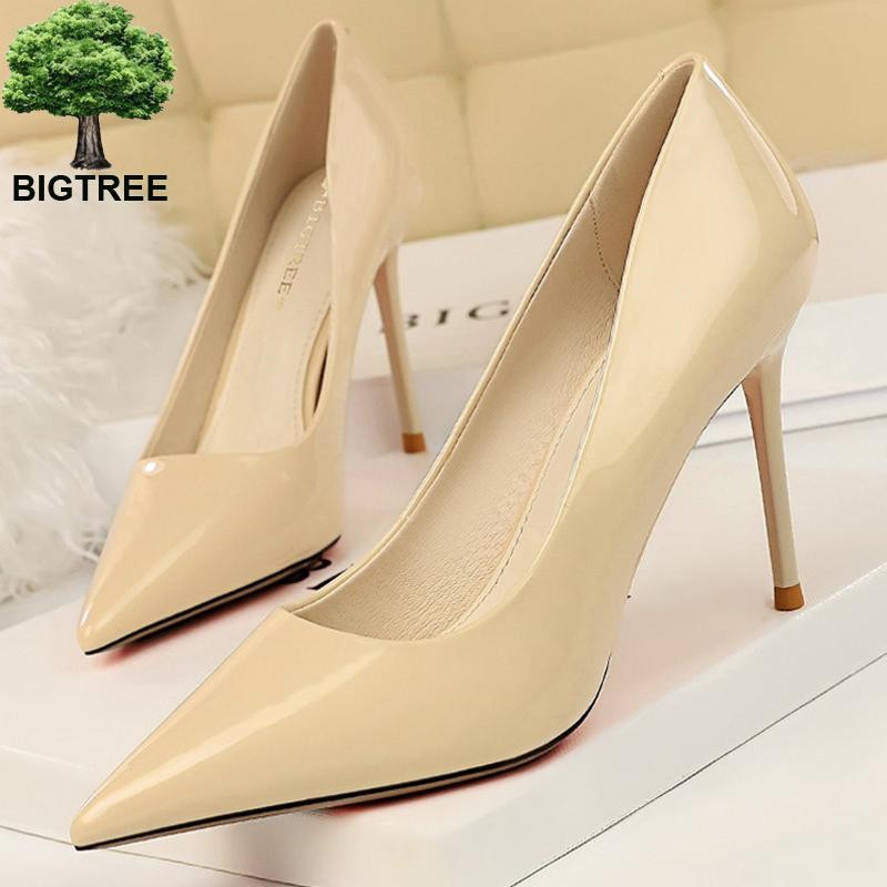 BIGTREE Shoes Woman Fashion Pumps Patent Leather High Heels Stiletto Heels Occupation OL Office Shoes Sexy Heels Plus Size 43