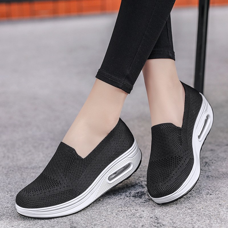 Ladies Air Cushion Shoes Lazy Comfortable Shock Absorbing Sneaker Soft Sole Breathable Casual Outdoor Shoes