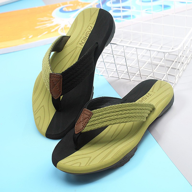 men summer flip flops beach sandals anti-slip casual flat shoes patchwork slippers home slippers for men