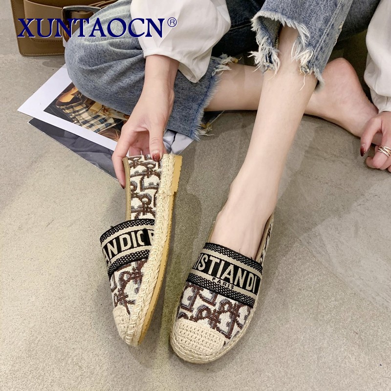 Women's shoes spring and autumn new canvas peas fisherman shoes flat shoes flat shoes outdoor running shoes for women