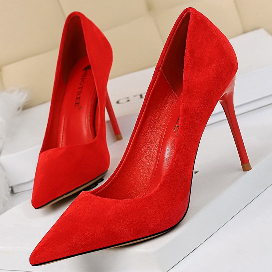 BIGTREE Suede Woman Pumps New High Heels For Women Office Shoes Fashion Stiletto Heels Women Basic Pump Plus Size 42 43